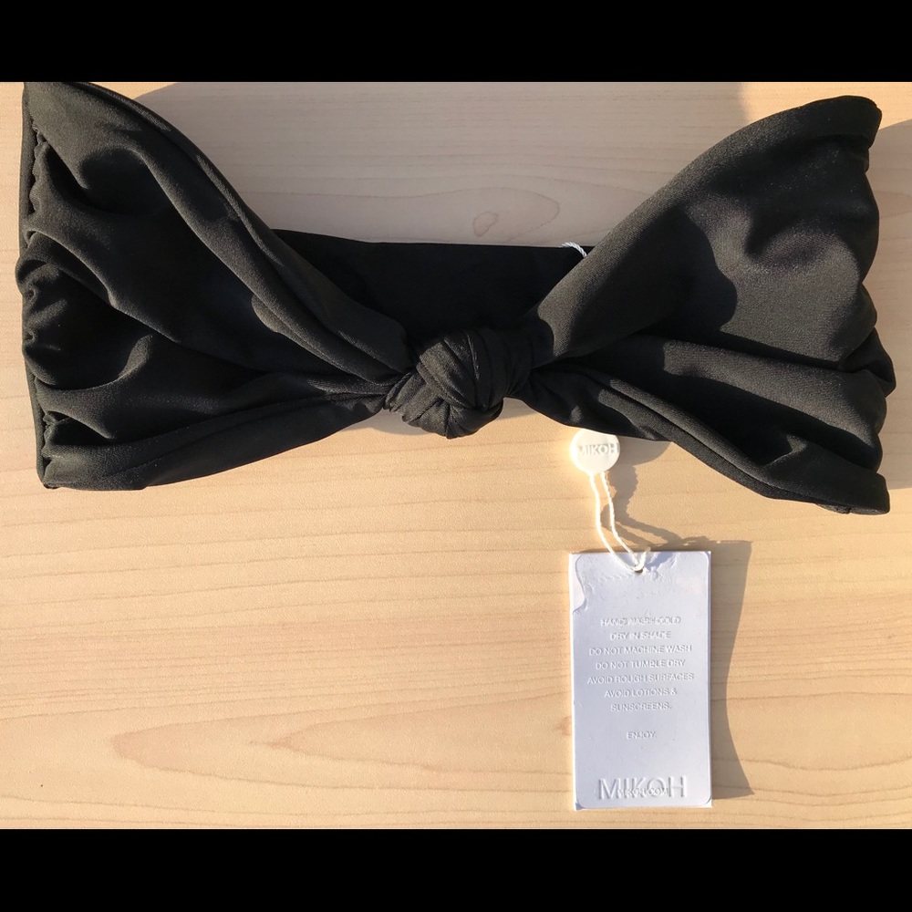 Free People Mikoh Black Carmel Bikini Top Strapless Knotted Bandeau Swim Retro - Picture 7 of 8